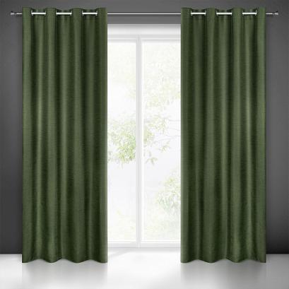Zasłona gotowa na przelotkach STYLE 140x250 Eurofirany ciemnozielona