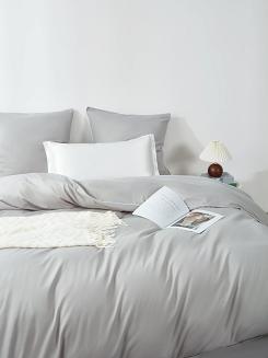 Pościel satyna bawełniana Queen Premium 160x200 szara ze złotą lamówką