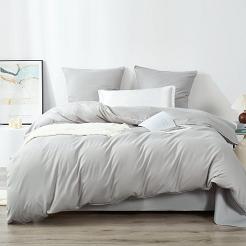 Pościel satyna bawełniana Queen Premium 160x200 szara ze złotą lamówką