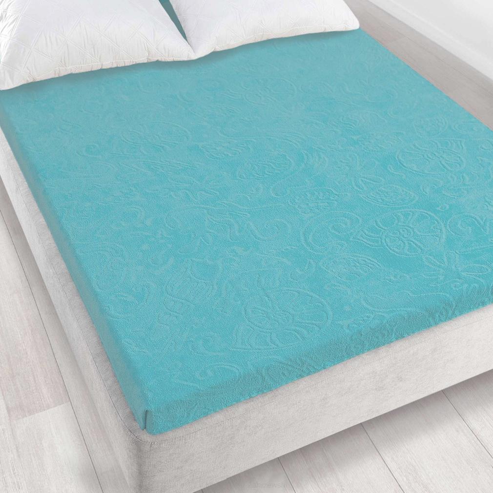 Prześcieradło frotte bez gumki Tulipan 150x205 ZWOLTEX j. turkus GRUBE