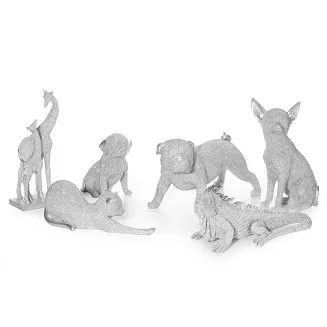 Figurka dekoracyjna ELDO 14x9x16 Eurofirany srebrna pies buldog