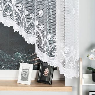 Firanka żakardowa gotowa na żabki FLORENTYNA 330x140 biała