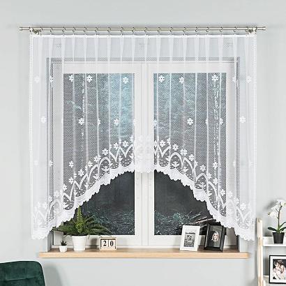 Firanka żakardowa gotowa na żabki FLORENTYNA 330x140 biała