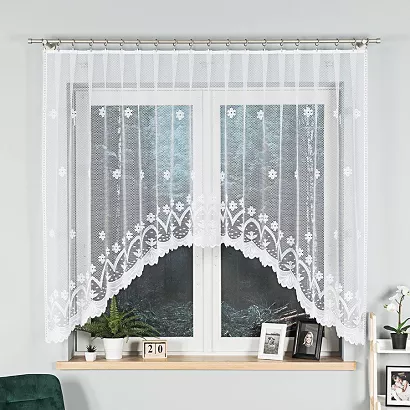 Firanka żakardowa gotowa na żabki FLORENTYNA 330x140 biała