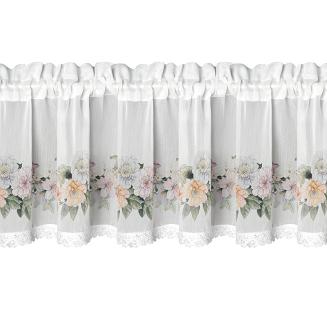 Firana gotowa na taśmie FLOWERY 130x50 Eurofirany biały