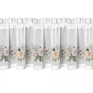 Firana gotowa na taśmie FLOWERY 130x50 Eurofirany biały