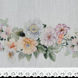 Firana gotowa na taśmie FLOWERY 130x50 Eurofirany biały