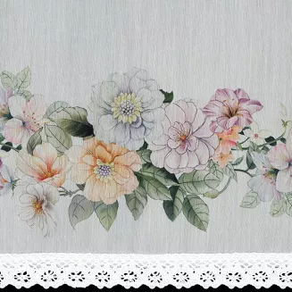 Firana gotowa na taśmie FLOWERY 130x50 Eurofirany biały