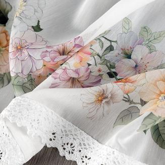 Firana gotowa na taśmie FLOWERY 130x50 Eurofirany biały