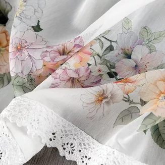 Firana gotowa na taśmie FLOWERY 130x50 Eurofirany biały
