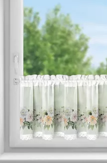 Firana gotowa na taśmie FLOWERY 130x50 Eurofirany biały