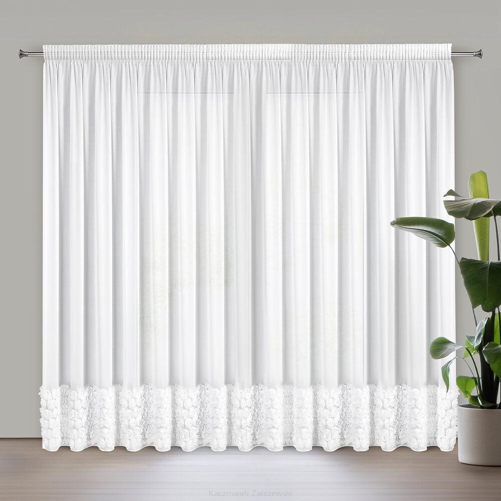 Zasłona gotowa na taśmie ROSES 350x270 Eva Minge Eurofirany biały