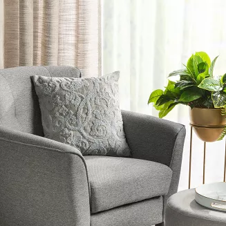 Poszewka dekoracyjna ELDO 45x45 Eurofirany srebrna wytłaczany ornament koraliki