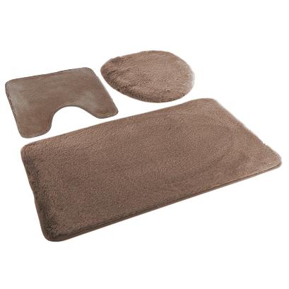 Dywanik łazienkowy 3-częściowy LOMBOK Euromat puszysty brązowy