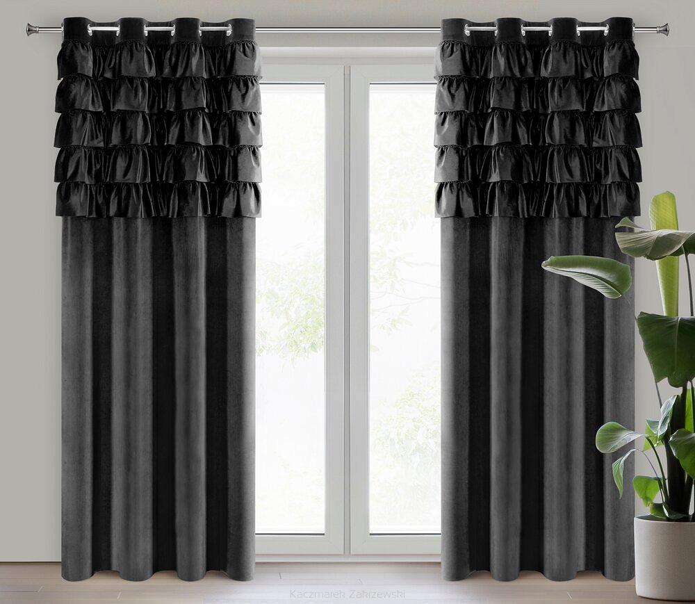 Zasłona gotowa na przelotkach AURA 140x250 Eurofirany czarny