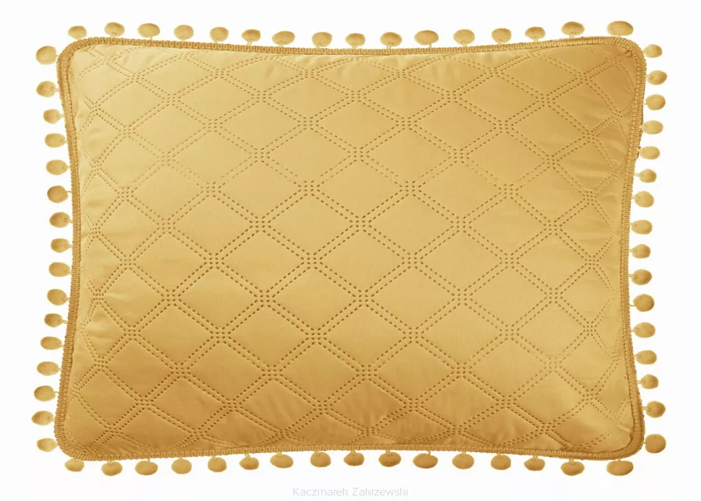Poszewka dekoracyjna POMPOO 50x70 musztardowa z pomponami