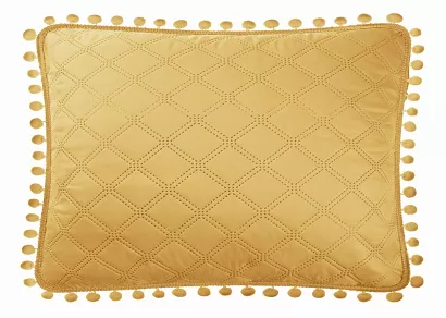 Poszewka dekoracyjna POMPOO 50x70 musztardowa z pomponami