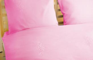 Pościel bawełniana haftowana z prześcieradłem 160x200 róż