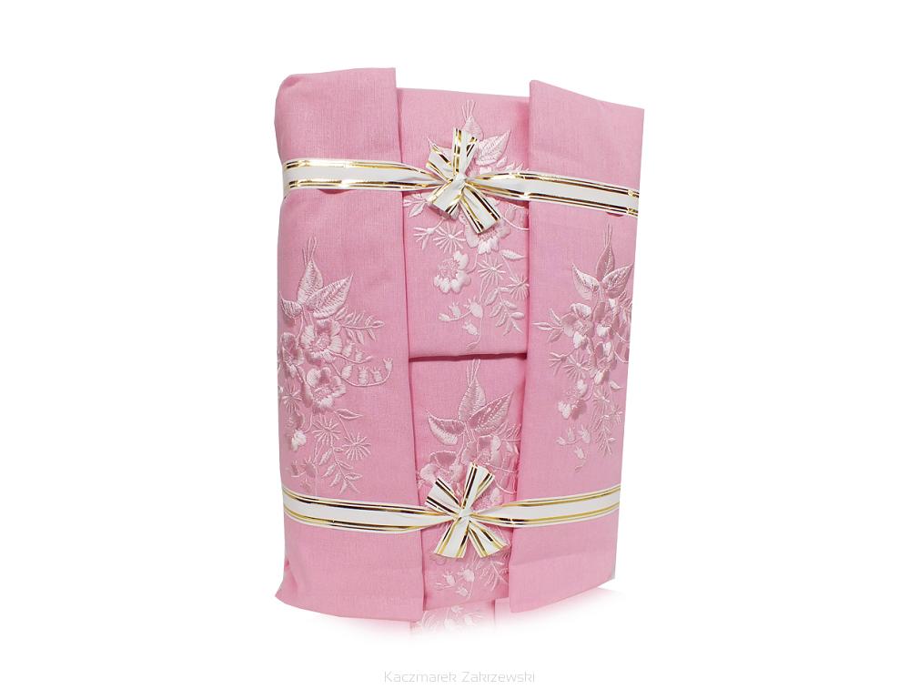 Pościel bawełniana haftowana z prześcieradłem 160x200 róż