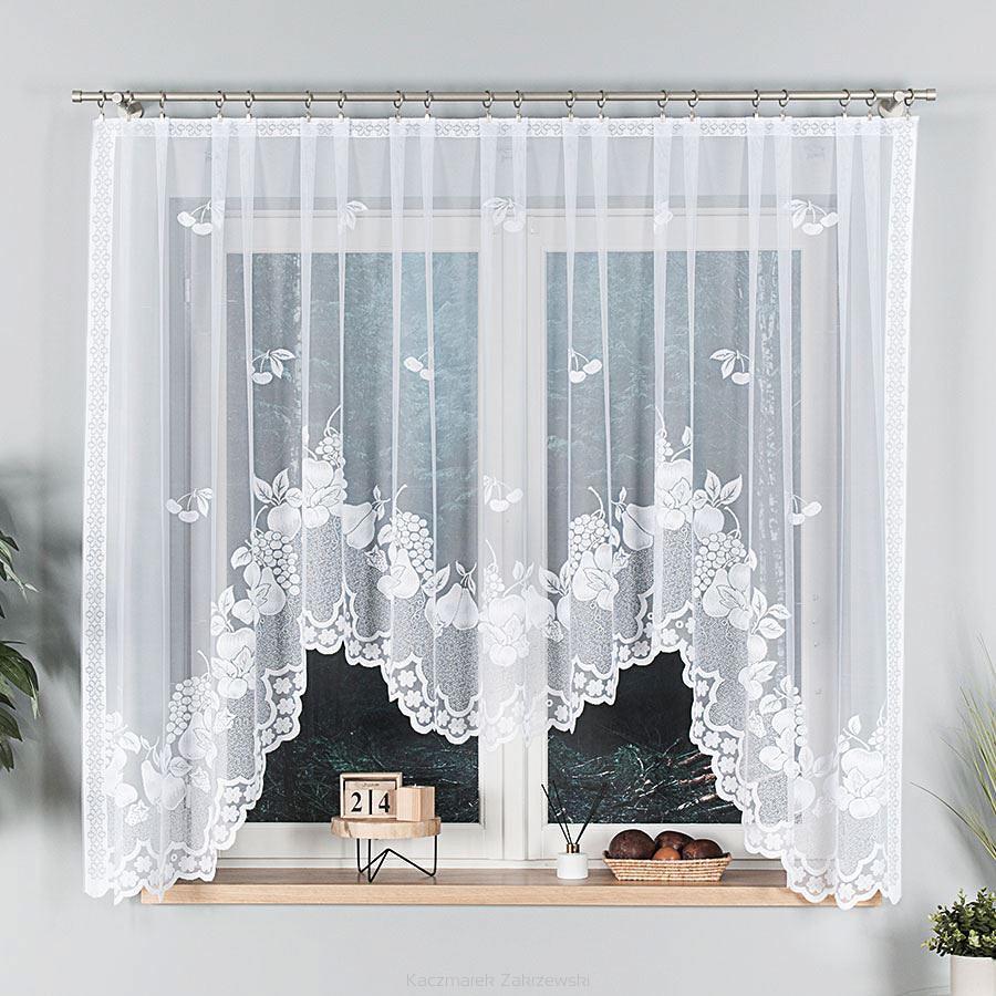 Firanka żakardowa gotowa na żabki PENELOPE 400x160 biała