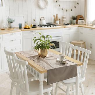 Bieżnik dekoracyjny SHINY 40x140 welurowy beżowy z kryształkami