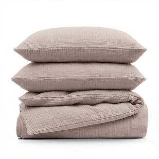 Pościel satynowa PUDE 140x200 Eurofirany pudrowy