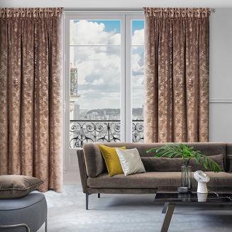 Zasłona gotowa na taśmie TULIA 135x270 Eurofirany brązowy