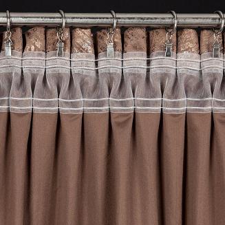 Zasłona gotowa na taśmie TULIA 135x270 Eurofirany brązowy