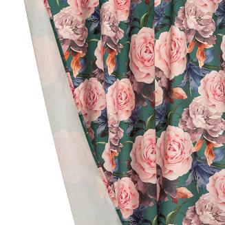 Zasłona gotowa na przelotkach Rose Dark 140x250 welurowa zielona róże