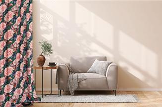 Zasłona gotowa na przelotkach Rose Dark 140x250 welurowa zielona róże