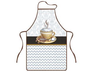 Fartuch kuchenny biały szary brązowy zygzak cappuccino
