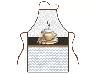 Fartuch kuchenny biały szary brązowy zygzak cappuccino