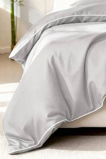 Pościel bambusowa 160x200 szara z białą bizą