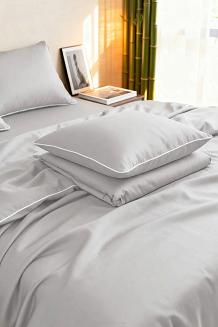 Pościel bambusowa 160x200 szara z białą bizą