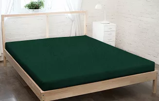 Prześcieradło frotte z gumką 180x200 ciemnozielone GRUBE