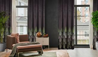 Zasłona gotowa na przelotkach ANGELINA 140x250 Eurofirany czarny/oliwkowy