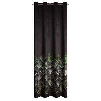 Zasłona gotowa na przelotkach ANGELINA 140x250 Eurofirany czarny/oliwkowy