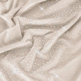 Obrus dekoracyjny SHINY 140x180 welurowy beżowy z kryształkami