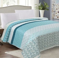 Narzuta dekoracyjna TAVIRA 170x210 błękitna miętowa turkusowa fantazyjna geometria