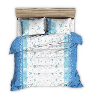 Pościel z kory 180x200 biała niebieska polne kwiaty