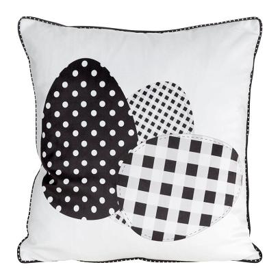 Poszewka dekoracyjna WIOSNA 45x45 Eurofirany biała czarna wielkanocne pisanki kratka