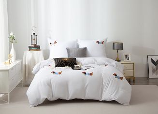 Biała Pościel w Pieski Jamniki 140x200 CUTY JAMNIK