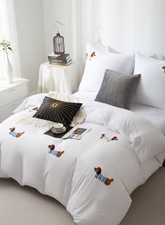 Biała Pościel w Pieski Jamniki 140x200 CUTY JAMNIK