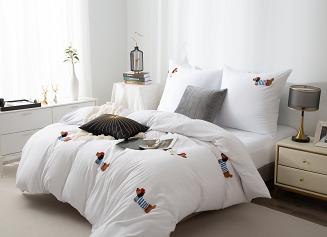 Biała Pościel w Pieski Jamniki 140x200 CUTY JAMNIK