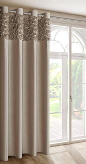 Zasłona gotowa na przelotkach ROSES 140x250 Eva Minge Eurofirany ciemnobeżowy