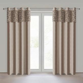 Zasłona gotowa na przelotkach ROSES 140x250 Eva Minge Eurofirany ciemnobeżowy