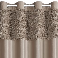 Zasłona gotowa na przelotkach ROSES 140x250 Eva Minge Eurofirany ciemnobeżowy