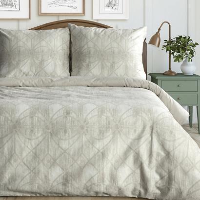 Pościel bawełniana ADELL 160x200 Eurofirany beżowa kremowa fantazyjny geometryczny wzór