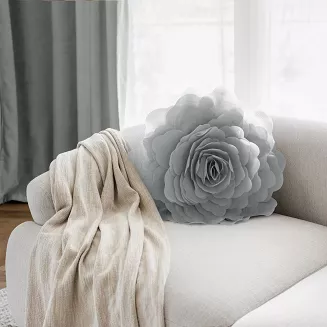 Poszewka dekoracyjna FLORES 40 Eurofirany srebrna szyfonowy kwiat 3D