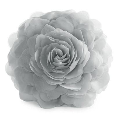 Poszewka dekoracyjna FLORES6 40 Eurofirany srebrna szyfonowy kwiat 3D